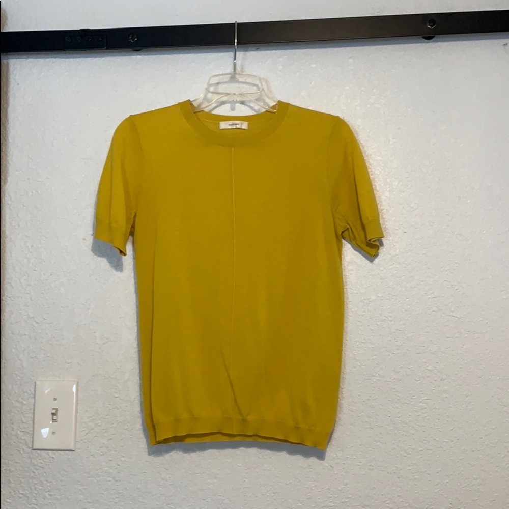 Yellow short sleeve wool blouse suistudio